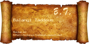Balanyi Taddeus névjegykártya